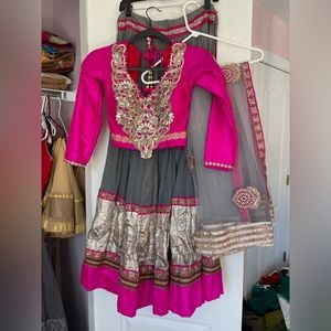 Grey and pink lehengas outfit